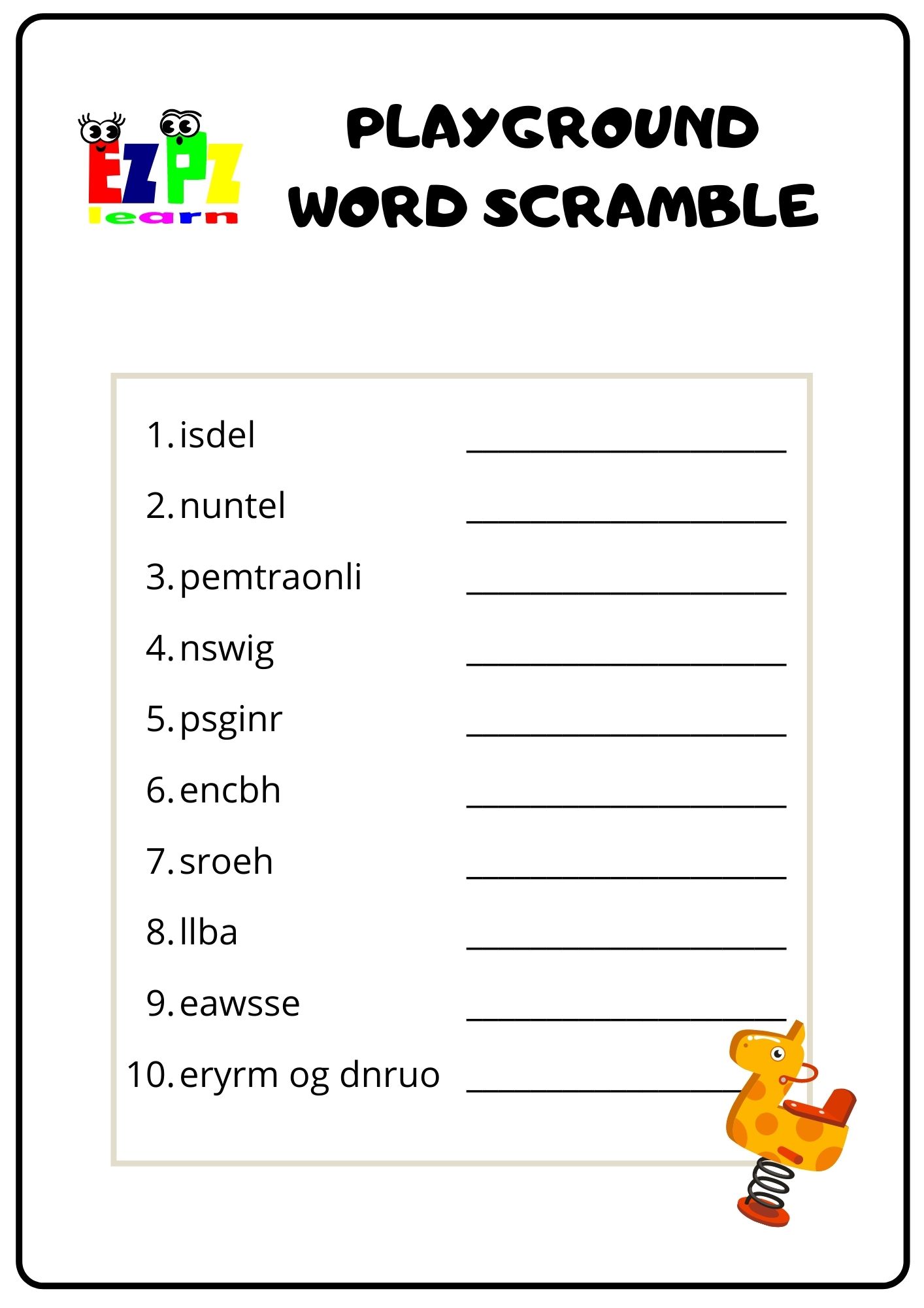 Playground Word Scramble